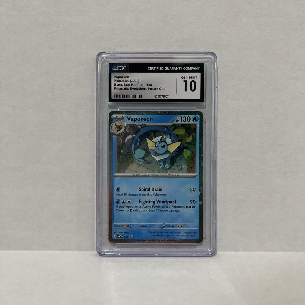 Gem Mint 10 Vapereon 168 Prismatic Evolutions Promo Poster Collection